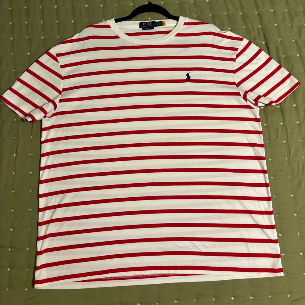 Polo by Ralph Lauren Red and White Striped Short Sleeve Tee